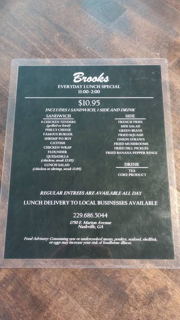 Brooks Steakhouse Menu 2
