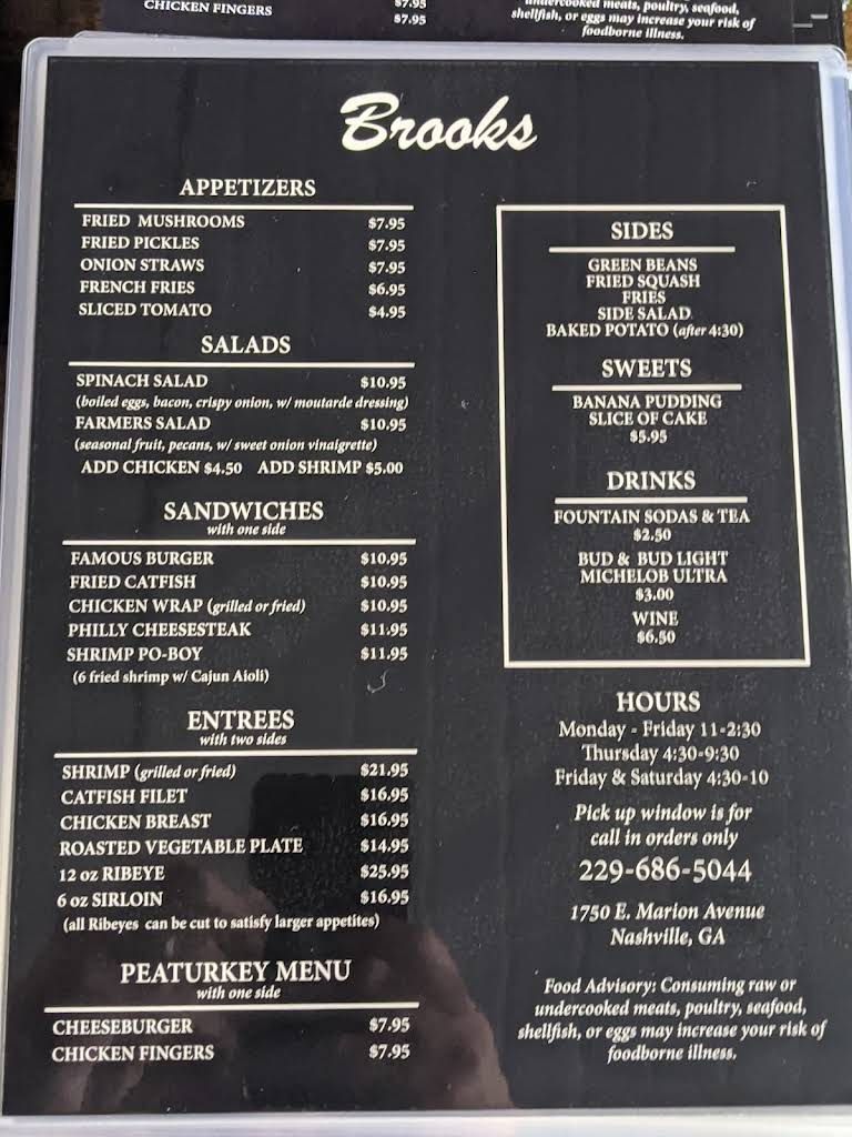 Brooks Steakhouse Menu 3