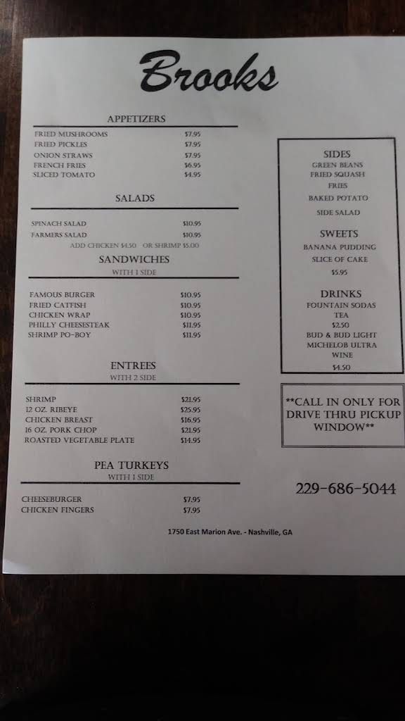 Brooks Steakhouse Menu 4